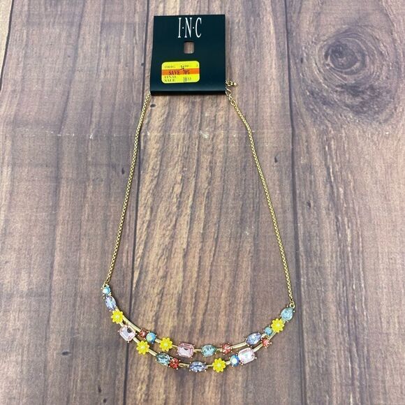 INC CUBIC ZIRCONIA GOLD NECKLACE QP87 - Picture 3 of 4